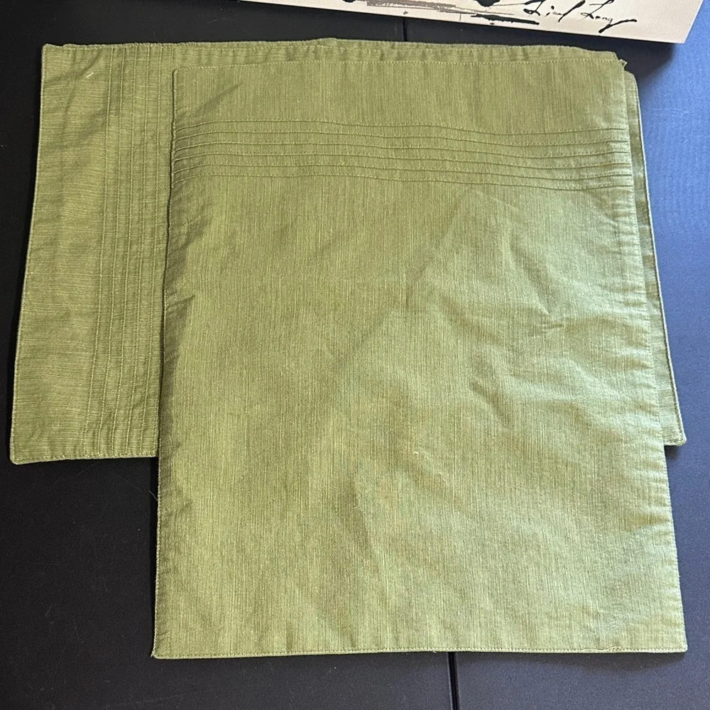 Set of 3 sage green cloth placemats